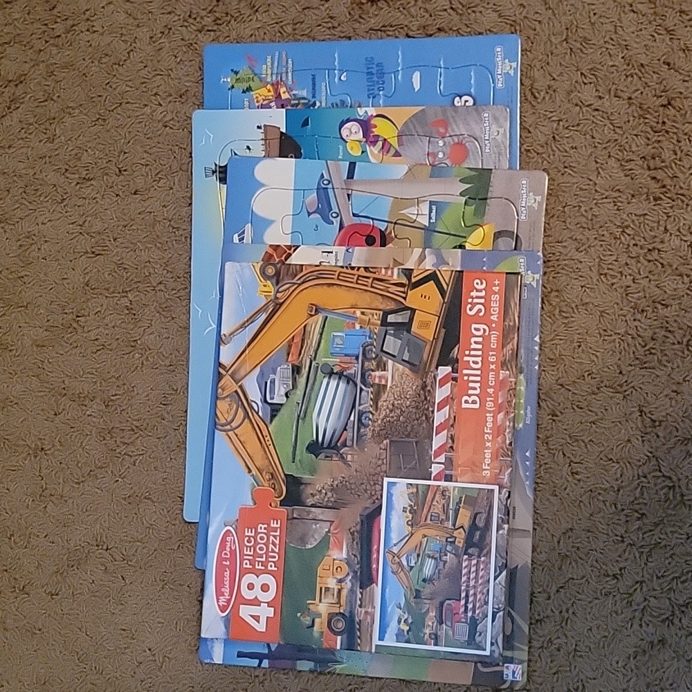 Melissa and Doug Building Site 48 piece puzzle plus  bonus puzzles